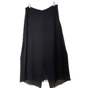 JM Atelier Women's Sheer Layered Black Wide Legged Cropped Side Zip Pants XL